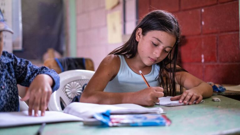 Niña enfrentando los problemas educativos