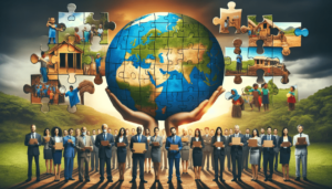 hombres y mujeres de empresas construyendo un mundo mejor